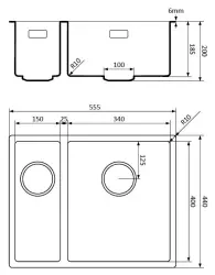 Lorreine 1534BQ-FU schwarze 1,5 anderthalb Quarz-Spüle 1534cm Unterbau und flächenbündig, mit schwarzem Korbstecker 1208954005