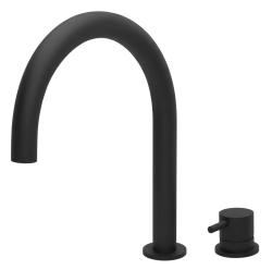 Waterevolution Flow 2-Loch Waschtischarmatur Schwarz mit niedrigem 113mm U-Auslauf T1121UPR