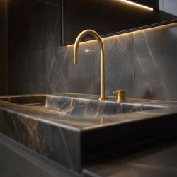 Waterevolution Flow 2-Loch Waschtischarmatur, gebürstetes Messing T1121ULE