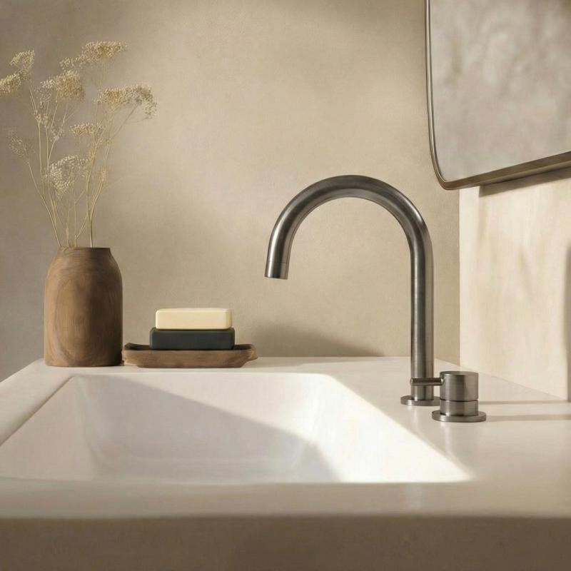 Waterevolution Flow 2-Loch-Waschtischarmatur PVD Gun Metal T1121UGME