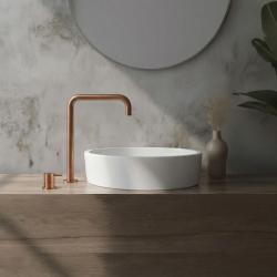 Waterevolution Flow 2-Loch Waschtischarmatur mit hohem Auslauf 222, PVD gebürstetes Kupfer T122HCPE