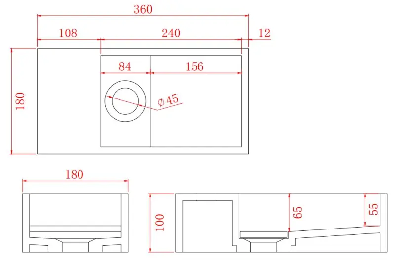 Solid-S Brunnen aus Mineralwerkstoff, mattschwarz, B36 x T18 x H10 cm, mit Abdeckung, Modell links, ohne Wasserauslauf, 1208954157
