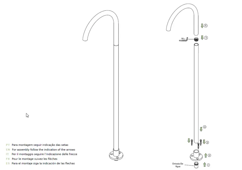 Waterevolution Flow freistehende Waschtischarmatur, Auslauf PVD gebürstetes Kupfer T1677CPE