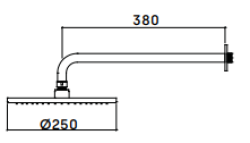 Waterevolution Flow Kopfbrause 250mm mit Wandanschluss gebürstetes Messing T164125LE