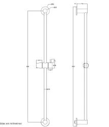 Waterevolution Flow Duschstange 800mm gebürstetes Messing T1660LE