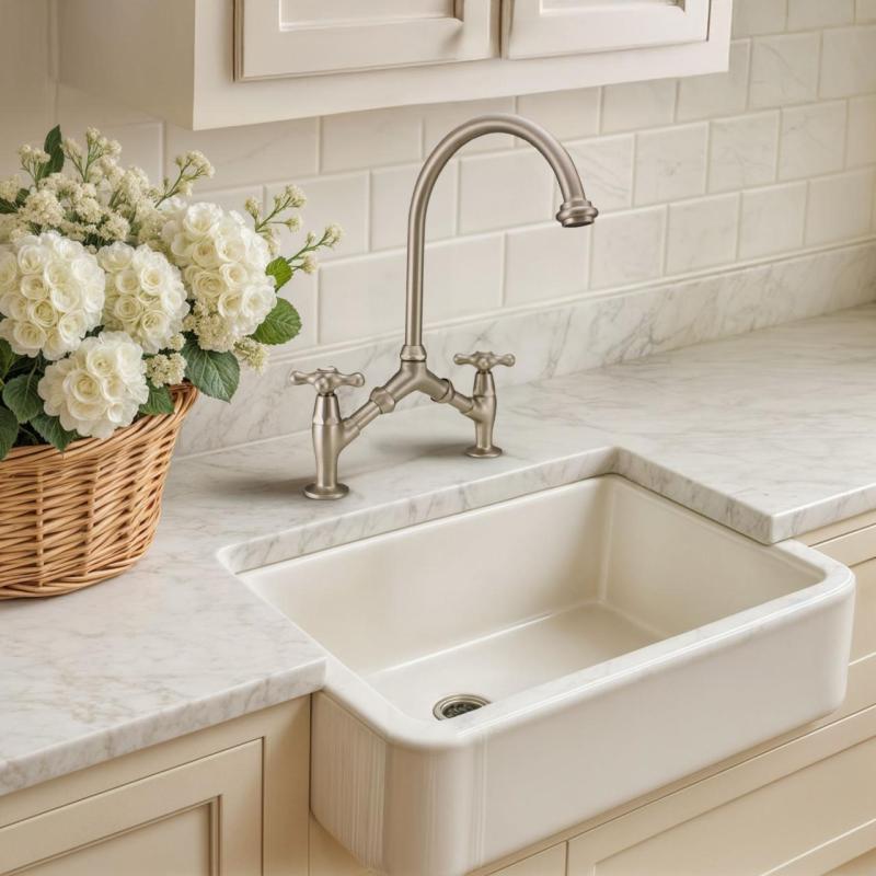 PB Classic Nostalgische klassische Küchenarmatur Edelstahl mit variablem Achsabstand, 2 Löcher 18-25cm 1208954353