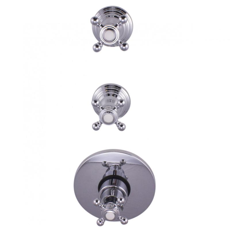 PB Classic nostalgischer Einbau-Duschthermostat mit 2 Absperrhähnen, Chrom