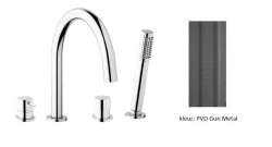 Waterevolution Flow 4-Loch-Wannenbatterie für Wannenrandmontage PVD Gun Metal T138GME