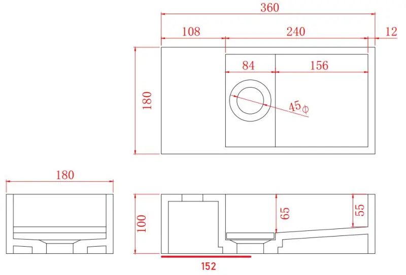 Solid-S Marble Solid Surface Waschbecken B36xT18xH10cm Marmor matt schwarz links ohne Hahnloch 1208954636