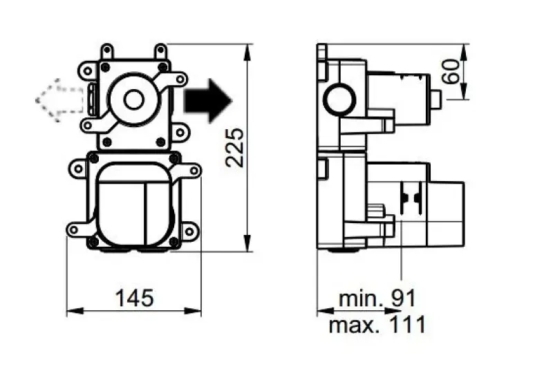 SB 316 AESTHETICS Round Unterputz-Thermostatarmatur mit 1 Ausgang / Absperrhahn komplett aus Edelstahl 1208954889