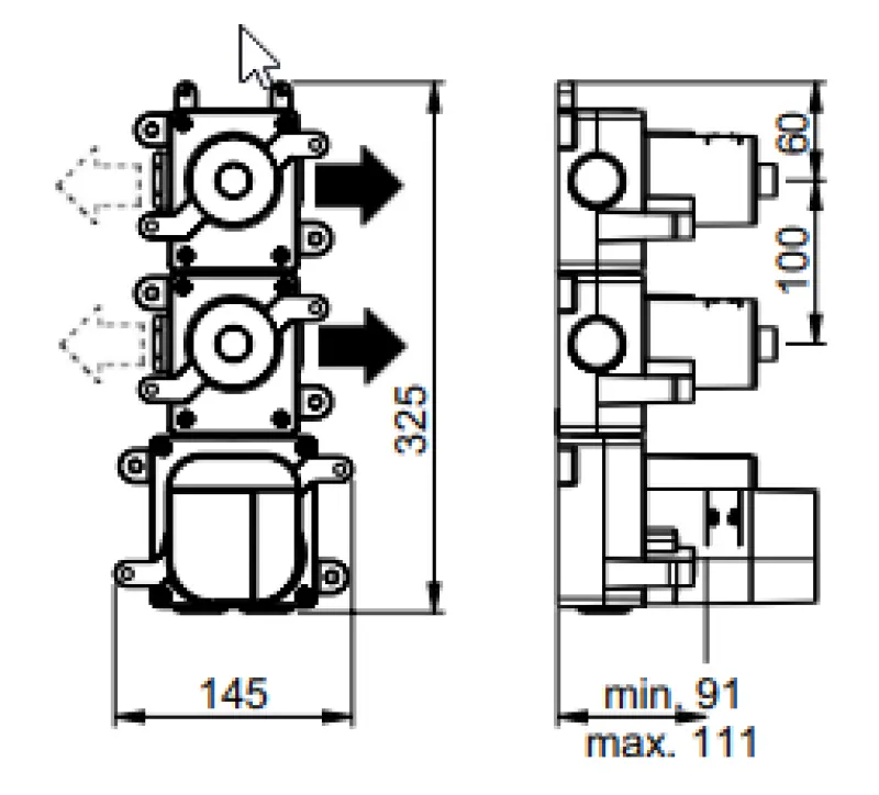 SB 316 AESTHETICS Round Unterputz-Thermostatarmatur mit 2 Ausgängen / 2 x Absperrventil PVD Gold gebürstet 1208954944