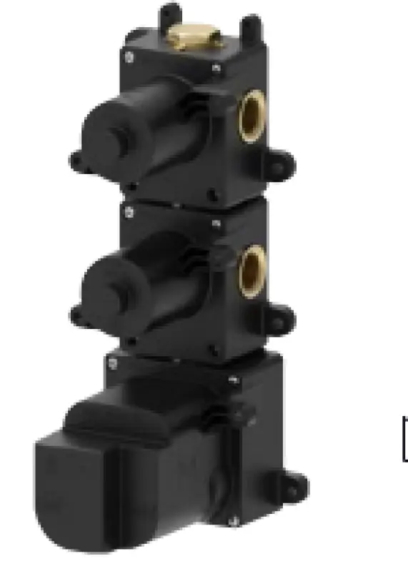 SB 316 AESTHETICS Round Unterputz-Thermostatarmatur mit 4 Ausgängen/ 2x Absperr- und Umstellventil PVD-Kupfer gebürstet 1208954957