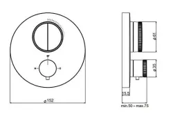 SB Push Round Unterputz-Thermostatbatterie mit Druckknopf-Umsteller und Mengenregler PVD Gold gebürstet 1208955071