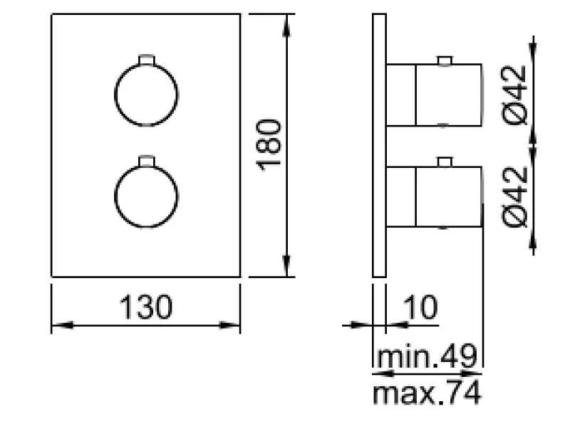 SB Universal Round on Square Unterputz-Thermostatarmatur mit 2 Ausgängen PVD Gold 1208955160