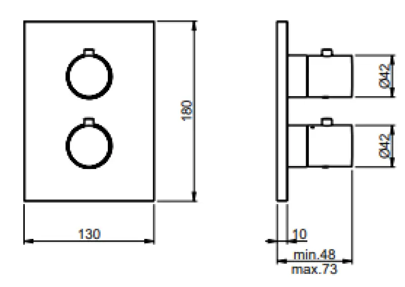 SB Universale Round on Square Unterputz-Thermostatarmatur mit 2 Ausgängen, komplett aus Edelstahl 316, 1208955192