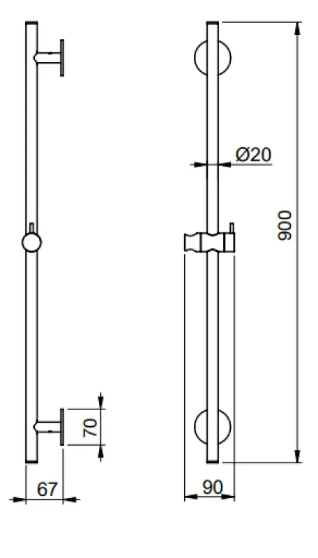 SB Rubinetterie Universale L900 Gleitstange PVD Kupfer 316 1208955240