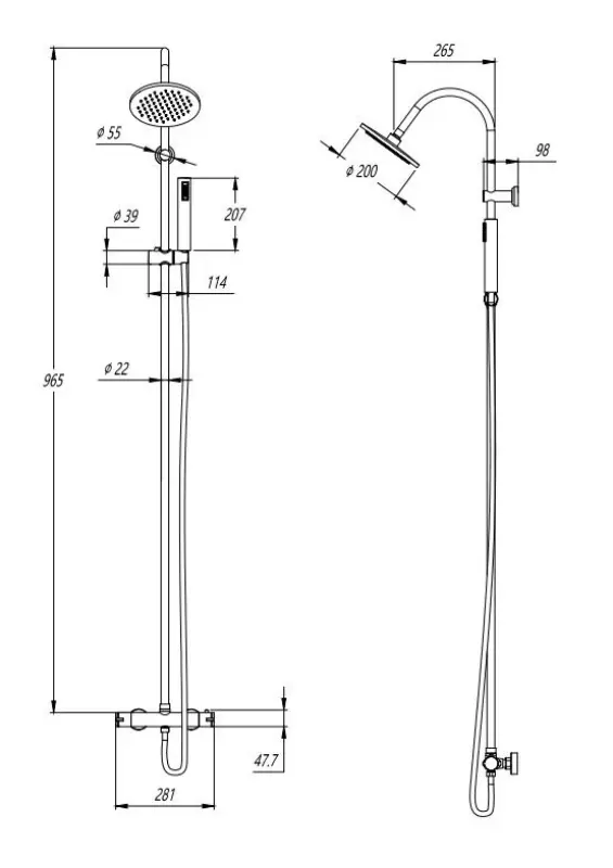 Aquadesign Orly Duschset Thermostat mit Regendusche Chrom