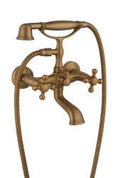 Aquadesign Marseille klassische Aufsatz-Badewannenarmatur mit Sternknöpfen Bronze inklusive Handbrause