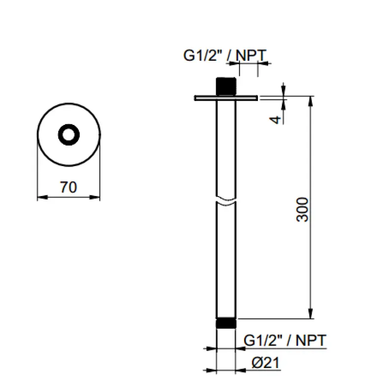SB Round 316 Decken-Duscharm rund 30 cm PVD Kupfer 1208955306