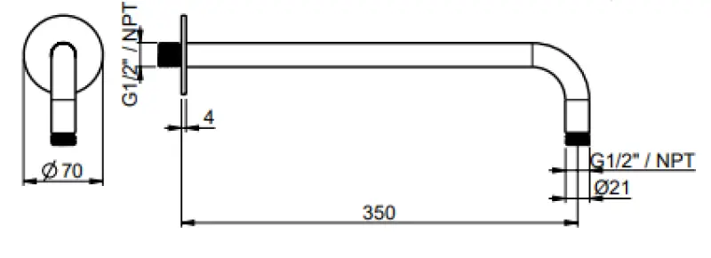 SB Round 316 Wandduscharm rund 35 cm PVD Gold 1208955316