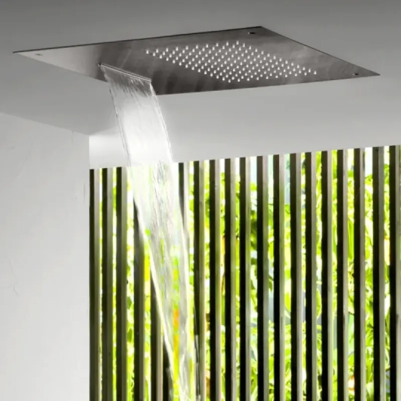 SB Square 316 Einbau-Regendusche mit Wasserfall 50x50cm Deckenbrause PVD Gun Metal 1208955320