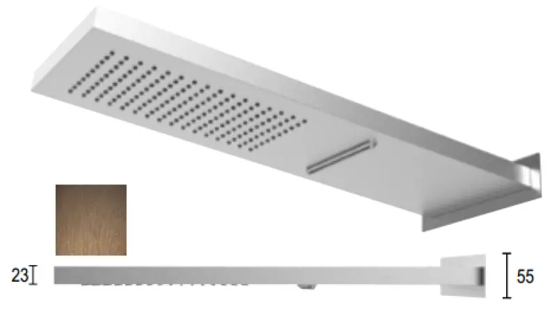 SB Square 316 Regendusche mit Wandanschluss und Wasserfall PVD Kupfer 1208955330