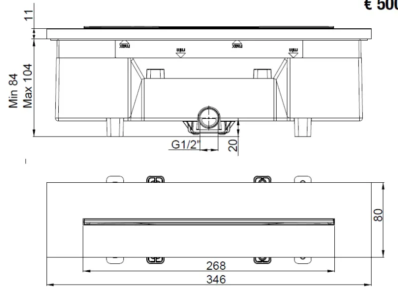 SB 316 Waterfall Einbau-Wanneneinlauf, PVD Gun Metal 1208955341