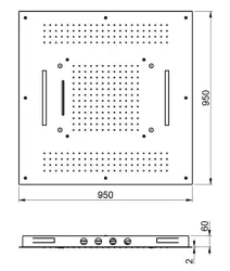 SB Square Einbau-Regendusche mit 4 Strahlarten und Chromotherapie-Beleuchtung, Weiß matt 1208955386
