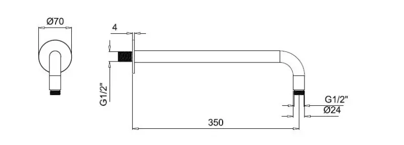 SB Round Duschgarnitur gebürsteter Edelstahl 316, Unterputz komplett