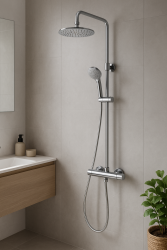 Aquadesign Valence Aufputz-Duschset Thermostat mit Regendusche Chrom