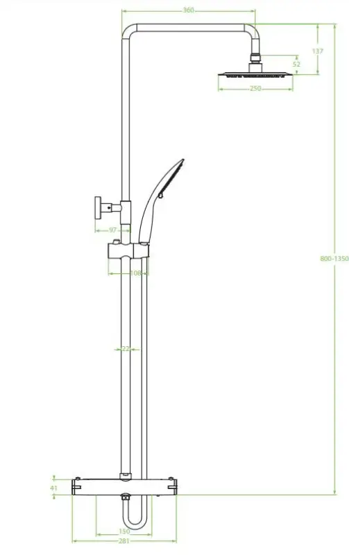 Aquadesign Valence Aufputz-Duschset Thermostat mit Regendusche Chrom