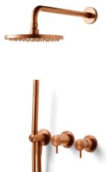 Waterevolution Flow Unterputz-Duschset mit Thermostat Regendusche und Handbrause gebürstetes Kupfer PVD
