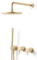 Waterevolution Flow Unterputz-Duschset mit Thermostat Regendusche und Handbrause gebürstetes Hellgold PVD