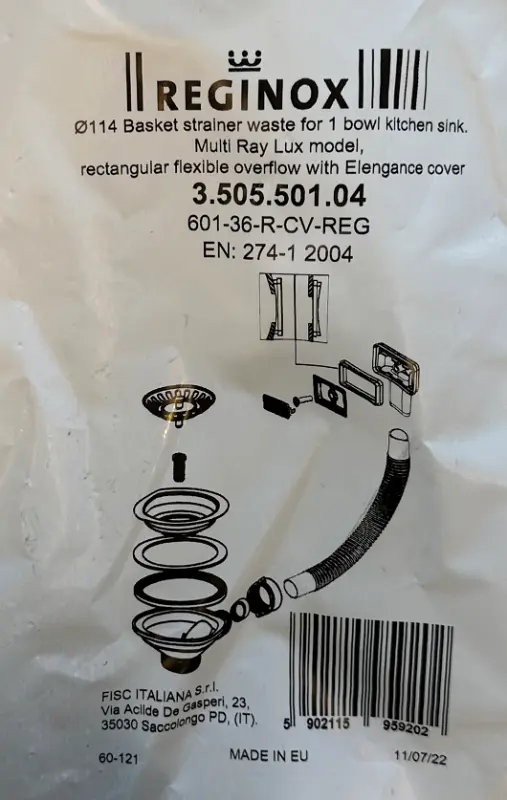Reginox Edelstahl-Ablaufgarnitur für Modell Amsterdam und Texel 1208955830