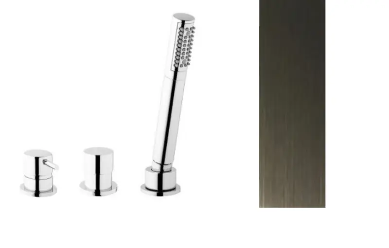 Waterevolution Flow 3-Loch-Wannenbatterie für Wannenrandmontage PVD Gun Metal T138GME