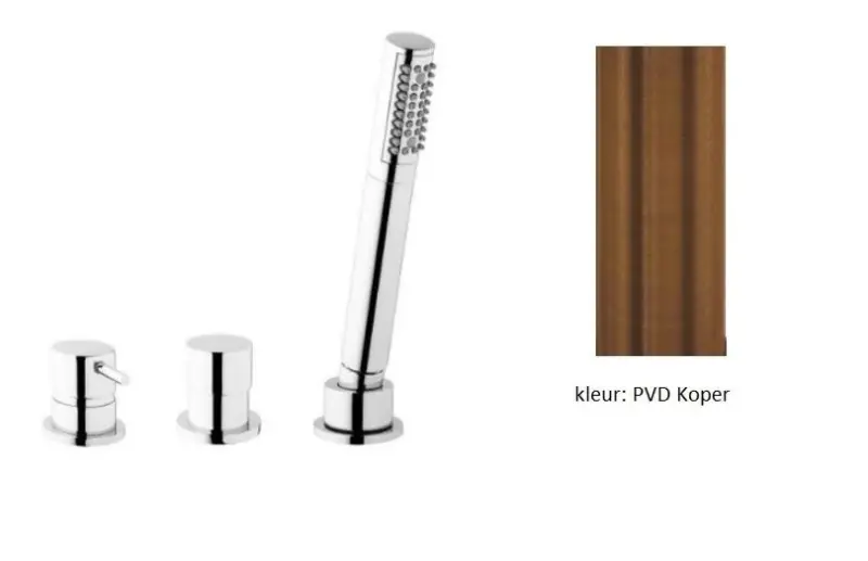 Waterevolution Flow 3-Loch-Wannenbatterie für Wannenrandmontage PVD Gebürstetes Kupfer T138CPE