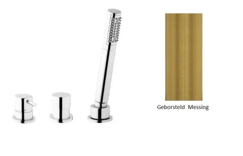 Waterevolution Flow 3-Loch-Wannenbatterie für Wannenrandmontage gebürstetes Messing Natur T138SBLE