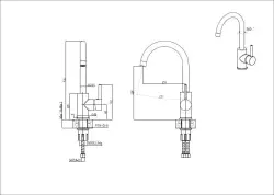Quadri York Küchenmischarmatur PVD matt Gold mit schwenkbarem Auslauf 1208955905