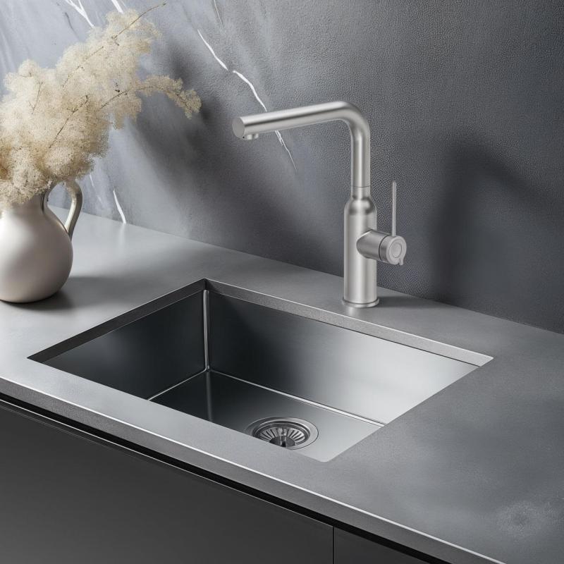 Quadri Stamford Küchenmischbatterie mit abnehmbarem Auslauf, Edelstahl 1208956081