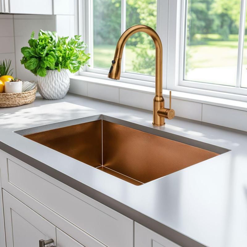 Quadri Stamford Küchenmischer Kupfer mit abnehmbarem Auslauf und Strahleinstellung 1208956094