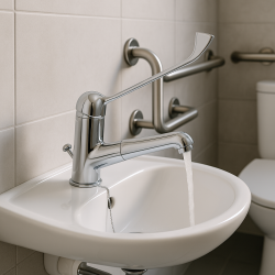 PB Clinic behindertengerechte Waschtischarmatur mit langem Hebel und ausziehbarem Auslauf Chrom 1208956272