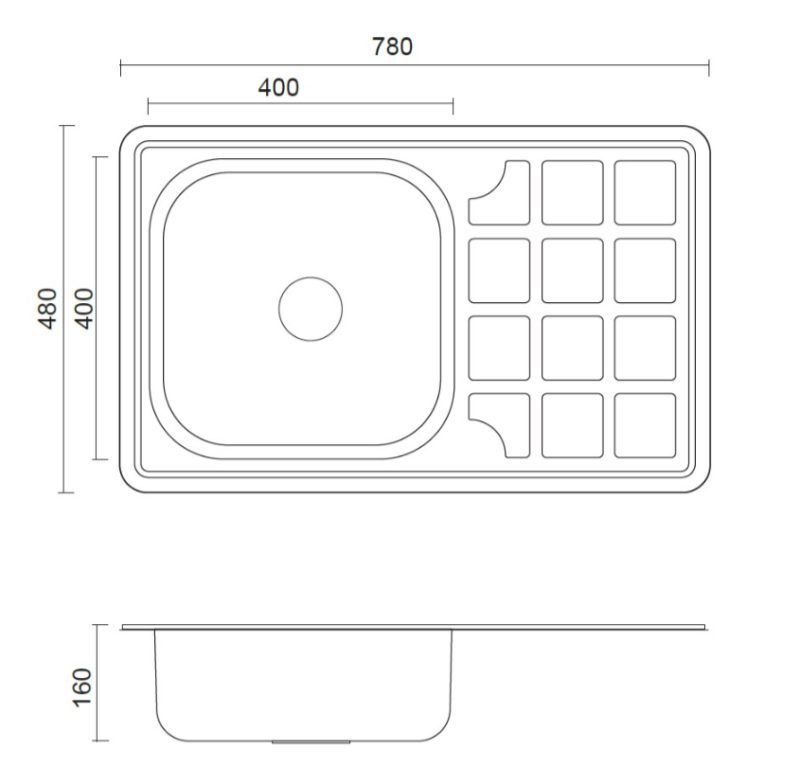 Aquadesign Basic Edelstahlspüle mit Abtropffläche, beidseitig verwendbar, 78x48cm, Aufsatz 1208956286