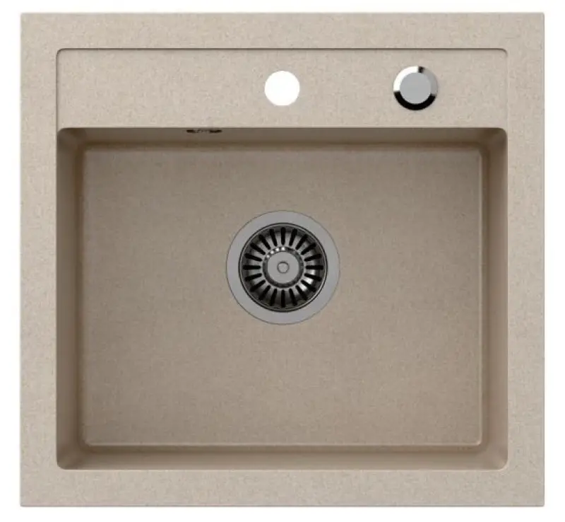 Quadri London Granit Sand-Beige Spülbecken 50x47 cm mit Hahnloch für Oberflächen-Einbau 1208956321