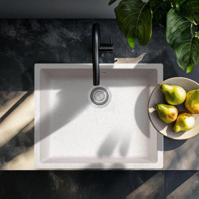 Sandfarbenes Spülbecken 50x40cm für Unterbau, flächenbündiger und Oberflächen-Einbau, mit Edelstahlstecker 1208956399