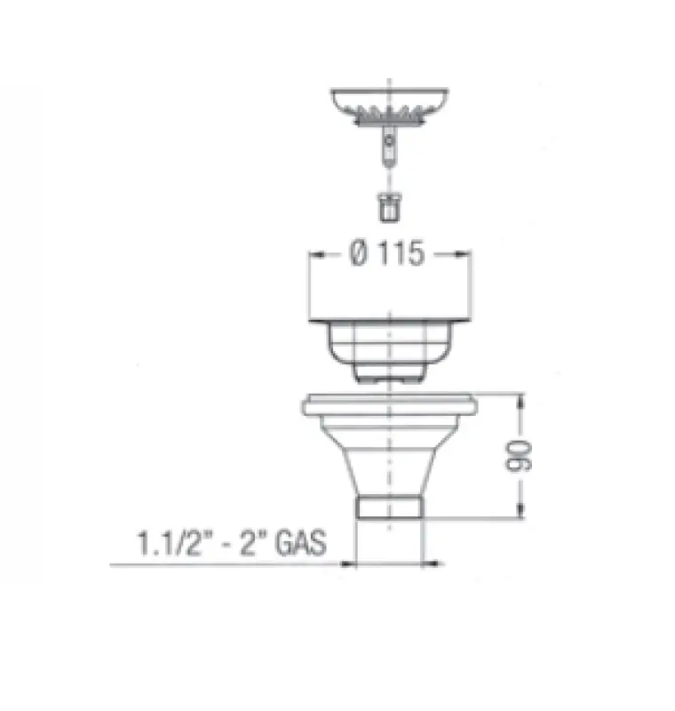 PB Classic Bronze Ablaufgarnitur für Küchenspüle und Korbstecker, Bronze, verschließbar 1208956475