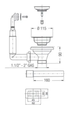PB Classic Bronze Ablaufgarnitur mit Überlauf für Küchenspüle und Korbstecker, Bronze, verschließbar 1208956478