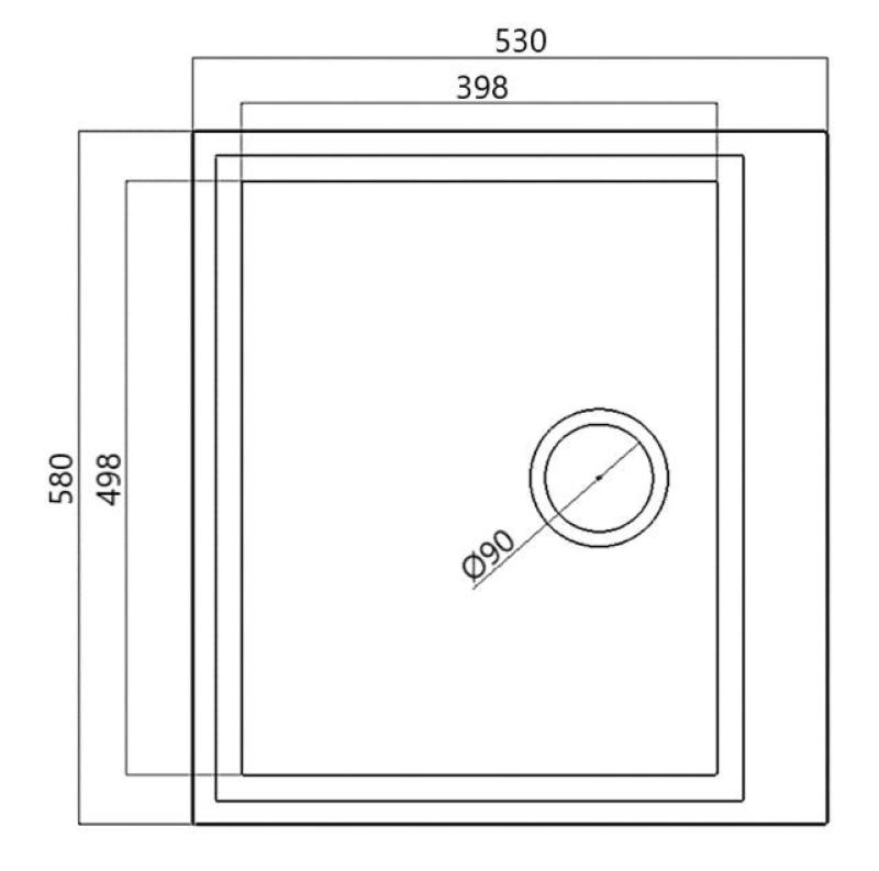 Schwarze Aufsatzspüle 58 x 53 cm mit Lochbank und Edelstahlstopfen 1208956732