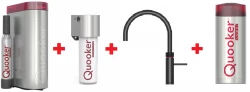 Quooker Fusion Round Schwarz COMBI & CUBE Heißes, kaltes, kochendes, gefiltertes, kaltes, sprudelndes Wasser 22FRBLK+CUBE