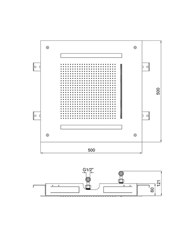 SB Square 316 VEinbau-Regendusche Velvet Temptation mit LED-Chromotherapie und Wasserfall, gebürstetes PVD-Messing 1208956745