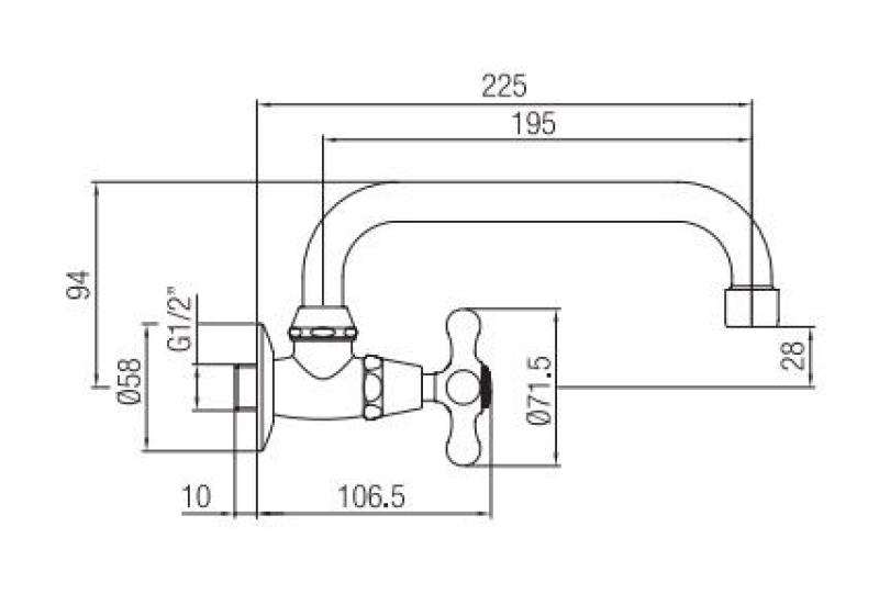 PB Classic Wand-Kaltwasserarmatur mit Sterngriff und schwenkbarem Auslauf, Edelstahl 1208956898
